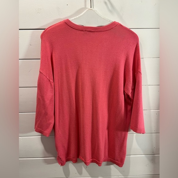 🩷FRANSA – Coral Pink Knit V-Neck Top M - Picture 9 of 11